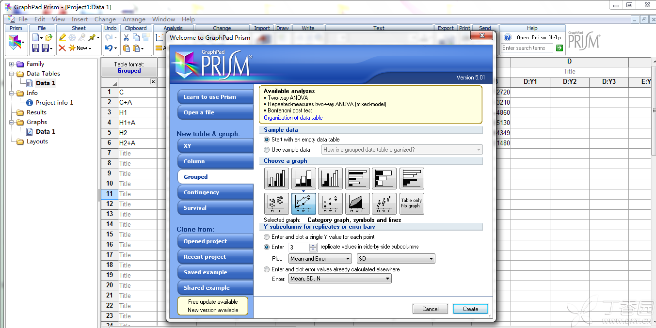 GraphPad Prism 5截图